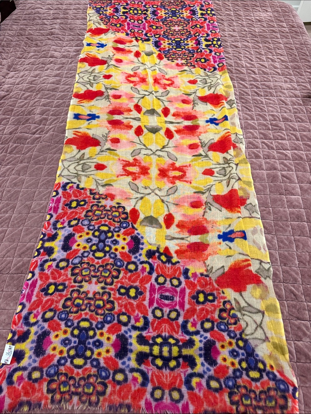 Lulla Collection by Bindya Vibrant Multi-Color Floral Print Lightweight Scarf